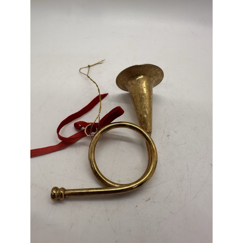 Vintage Brass French Horn Ornament Mini Musical Instrument Holiday - Picture 4 of 6